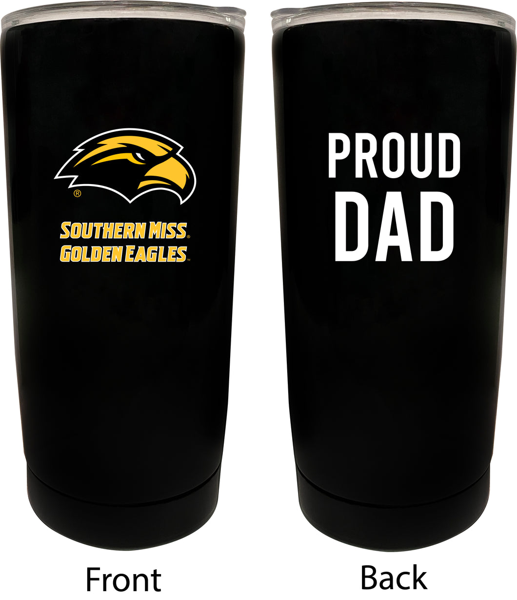 Southern Mississippi Golden Eagles NCAA Insulated Tumbler - 16oz Stainless Steel Travel Mug Proud Dad Design Black