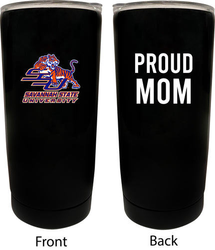 Savannah State University NCAA Insulated Tumbler - 16oz Stainless Steel Travel Mug Proud Mom Design Black