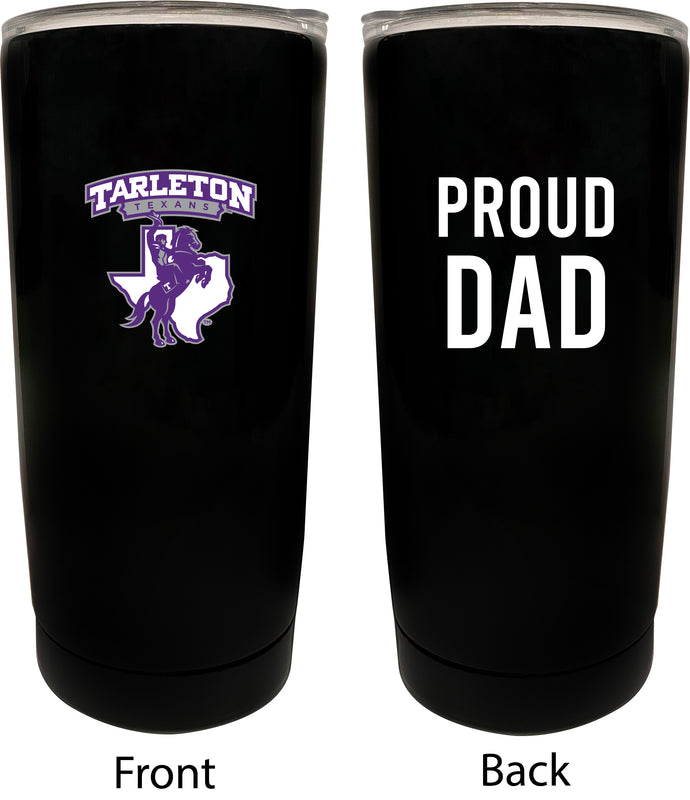 Tarleton State University NCAA Insulated Tumbler - 16oz Stainless Steel Travel Mug Proud Dad Design Black