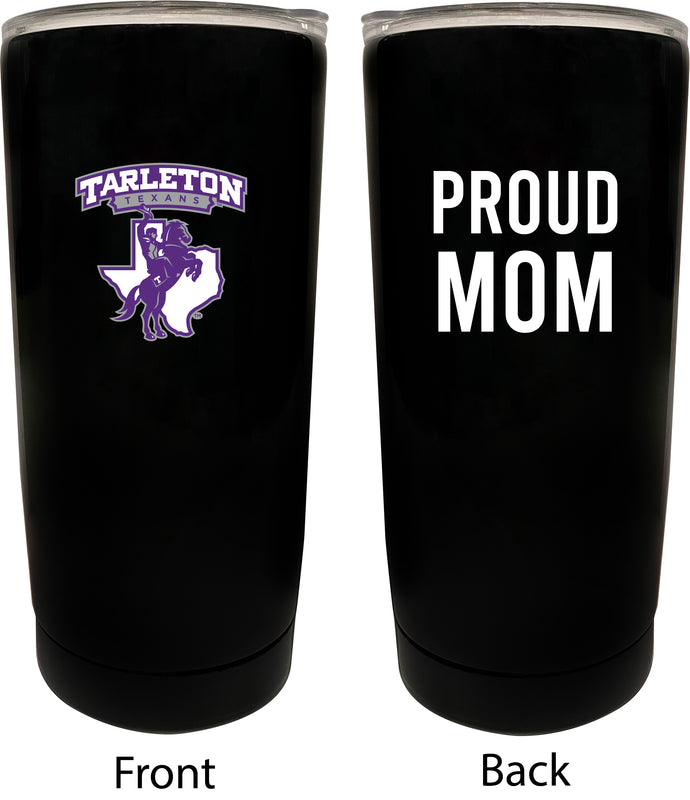 Tarleton State University NCAA Insulated Tumbler - 16oz Stainless Steel Travel Mug Proud Mom Design Black