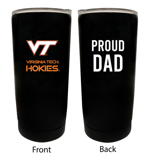 Virginia Tech Hokies NCAA Insulated Tumbler - 16oz Stainless Steel Travel Mug Proud Dad Design Black