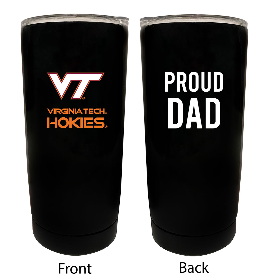 Virginia Tech Hokies NCAA Insulated Tumbler - 16oz Stainless Steel Travel Mug Proud Dad Design Black