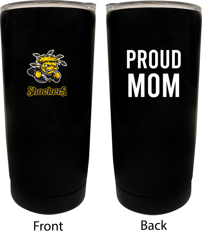 Wichita State Shockers NCAA Insulated Tumbler - 16oz Stainless Steel Travel Mug Proud Mom Design Black