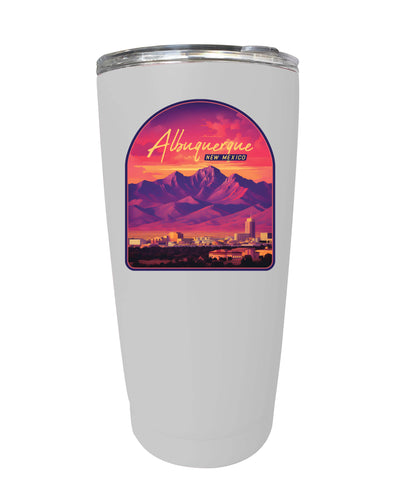 Alburqueque New Mexico Design B Souvenir 16 oz Stainless Steel Insulated Tumbler White 4-Pack
