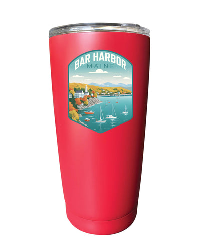 Bar Harbor Maine Design A Souvenir 16 oz Stainless Steel Insulated Tumbler Red Single
