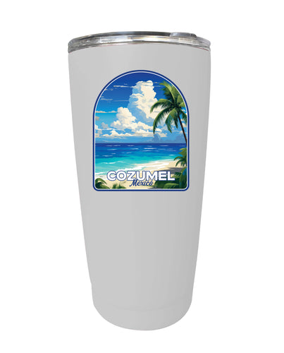 Cozumel Mexico Design C Souvenir 16 oz Stainless Steel Insulated Tumbler White 2-Pack