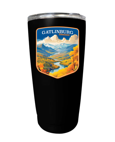 Gatlinburg Tennessee Design D Souvenir 16 oz Stainless Steel Insulated Tumbler Black Single