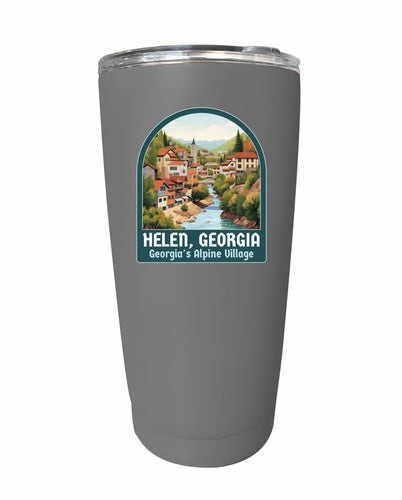 Helen Georgia Alpine Village Design Souvenir 16 oz Stainless Steel Insulated Tumbler Gray 2-Pack