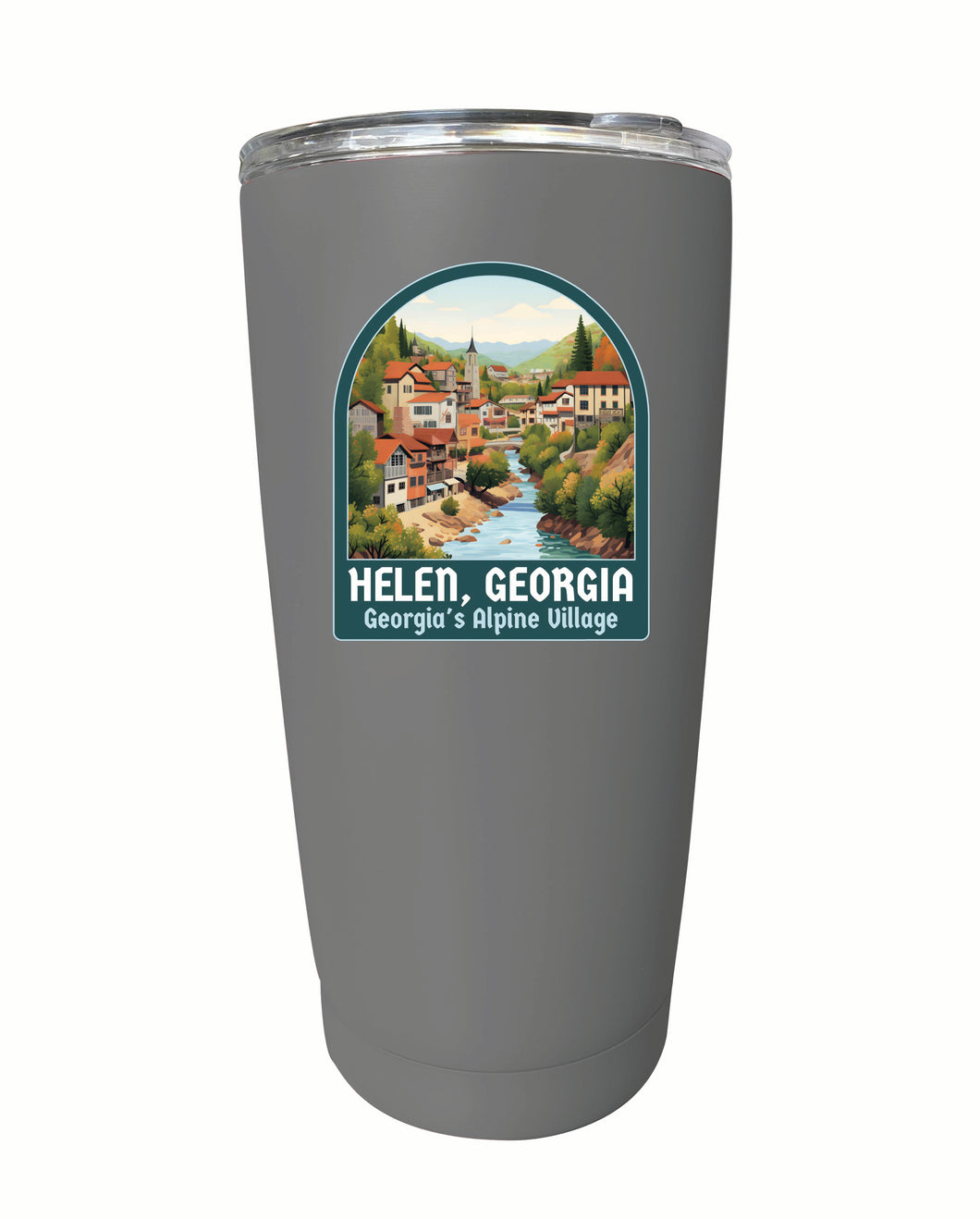 Helen Georgia Alpine Village Design Souvenir 16 oz Stainless Steel Insulated Tumbler Gray 2-Pack
