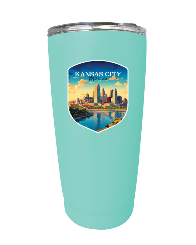 Kansas City Missouri Design A Souvenir 16 oz Stainless Steel Insulated Tumbler Seafoam Single