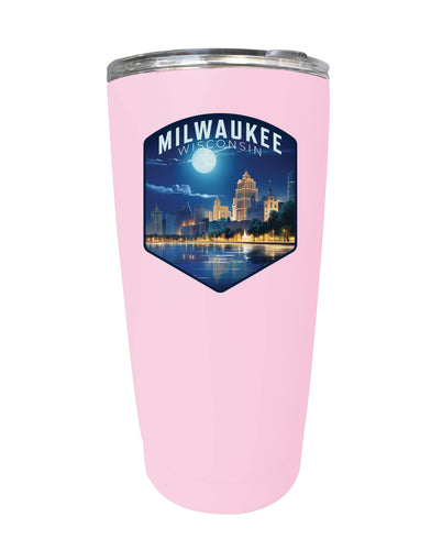 Milwaukee Wisconsin Design B Souvenir 16 oz Stainless Steel Insulated Tumbler Pink Single