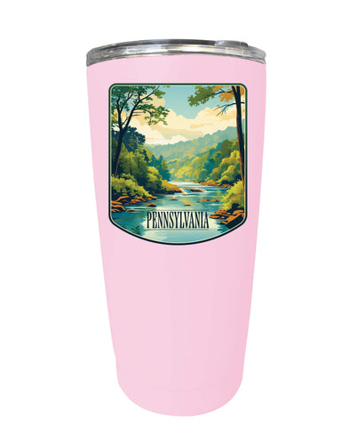 Pennsylvania Design B Souvenir 16 oz Stainless Steel Insulated Tumbler Pink 4-Pack
