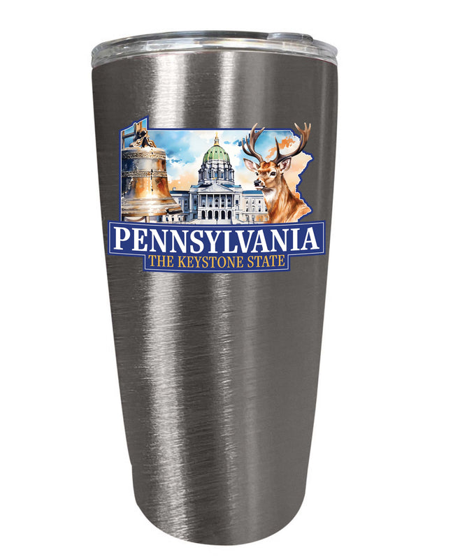 Pennsylvania Design D Souvenir 16 oz Stainless Steel Insulated Tumbler STAINLESS STEEL Single