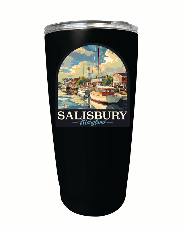 Salisbury Maryland Port of Salisbury Marina Design Souvenir 16 oz Stainless Steel Insulated Tumbler Black Single