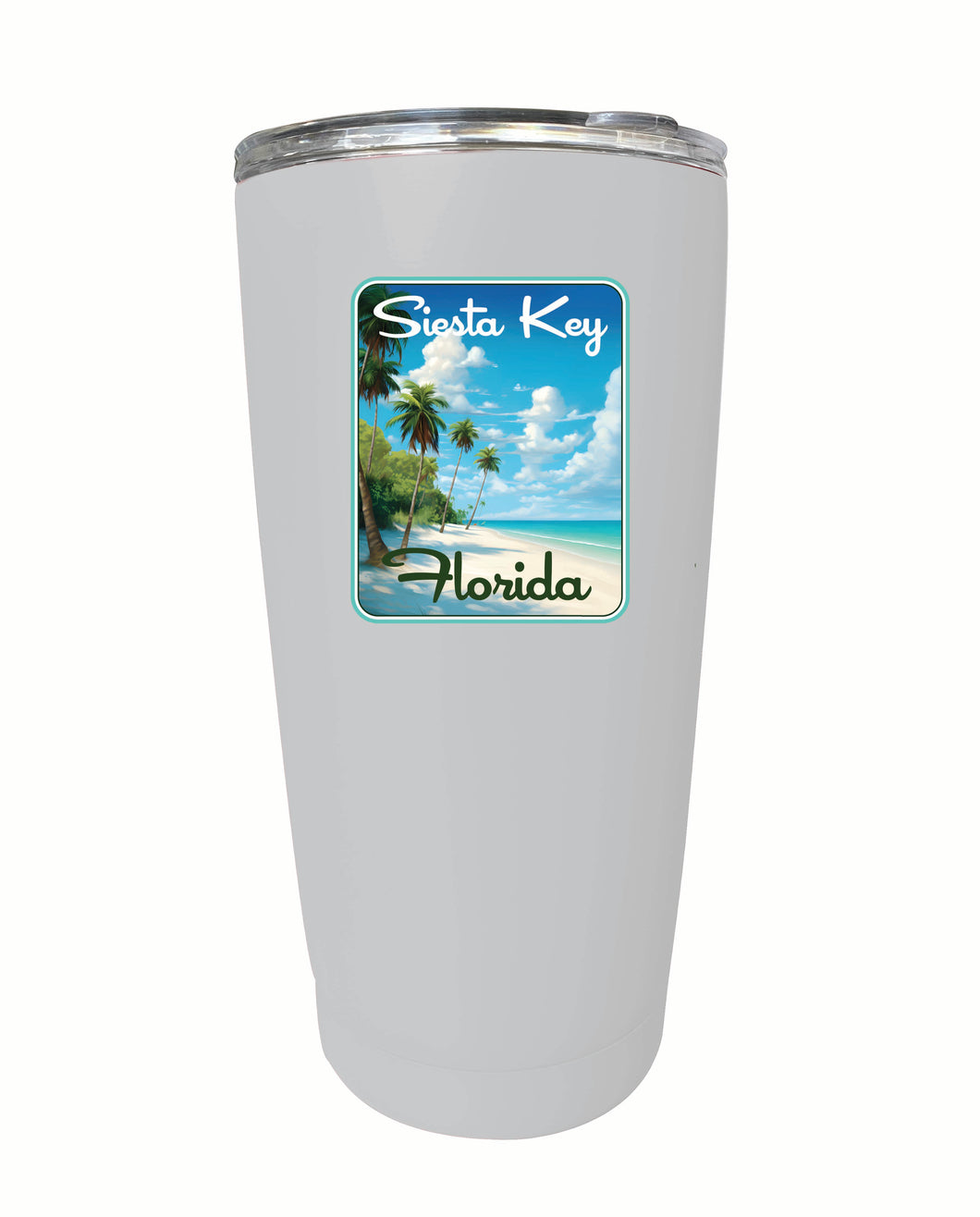 Siesta Key Beach Florida Tropical Beach Design Souvenir 16 oz Stainless Steel Insulated Tumbler White Single