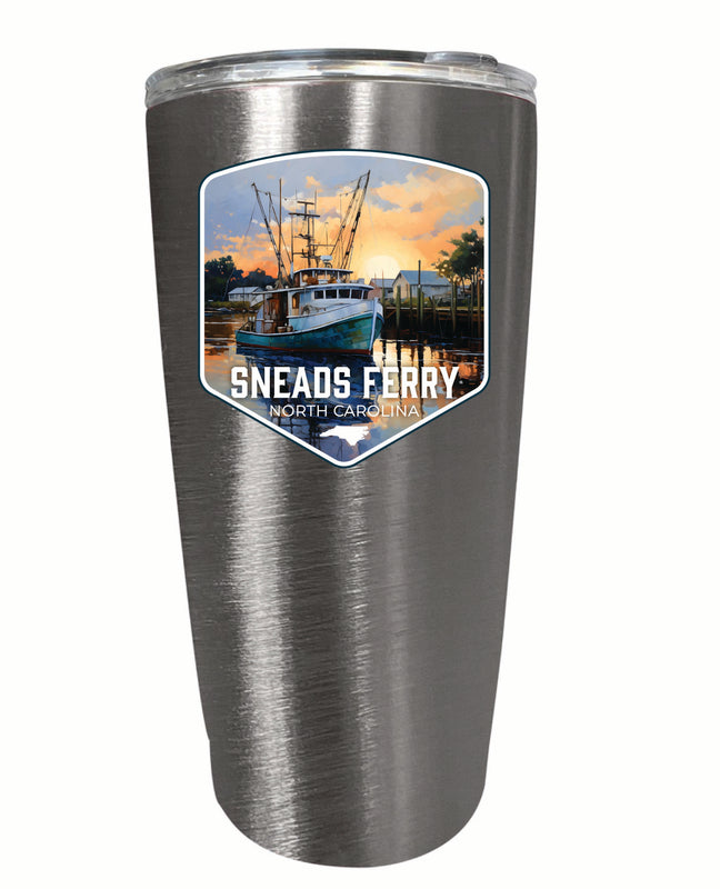 Sneads Ferry North Carolina Shrimp Boat Design Souvenir 16 oz Stainless Steel Insulated Tumbler STAINLESS STEEL 2-Pack