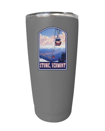 Stowe Mountain Vermont Design B Souvenir 16 oz Stainless Steel Insulated Tumbler Gray 4-Pack