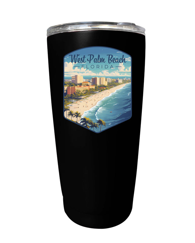 West Palm Beach Florida Design A Souvenir 16 oz Stainless Steel Insulated Tumbler Black 2-Pack