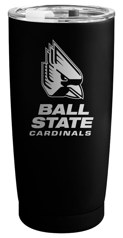 Ball State University Officially Licensed 16 oz Engraved Insulated Stainless Steel Tumbler Black