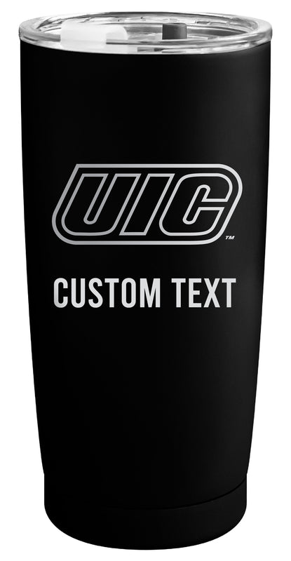 University of Illinois at Chicago Customizable Officially Licensed 16 oz Engraved Insulated Stainless Steel Tumbler Black