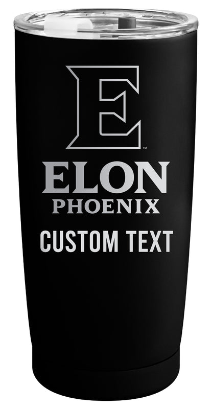 Elon University Customizable Officially Licensed 16 oz Engraved Insulated Stainless Steel Tumbler Black