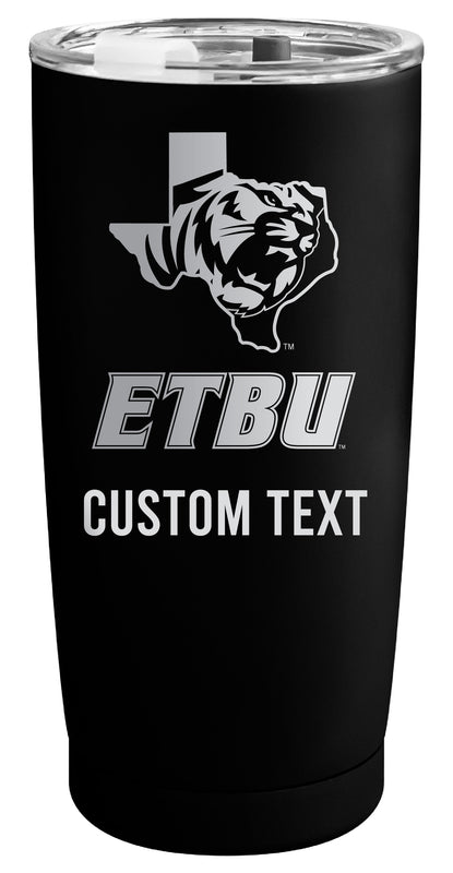 East Texas Baptist University Customizable Officially Licensed 16 oz Engraved Insulated Stainless Steel Tumbler Black