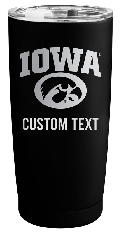 Iowa Hawkeyes Customizable Officially Licensed 16 oz Engraved Insulated Stainless Steel Tumbler Black
