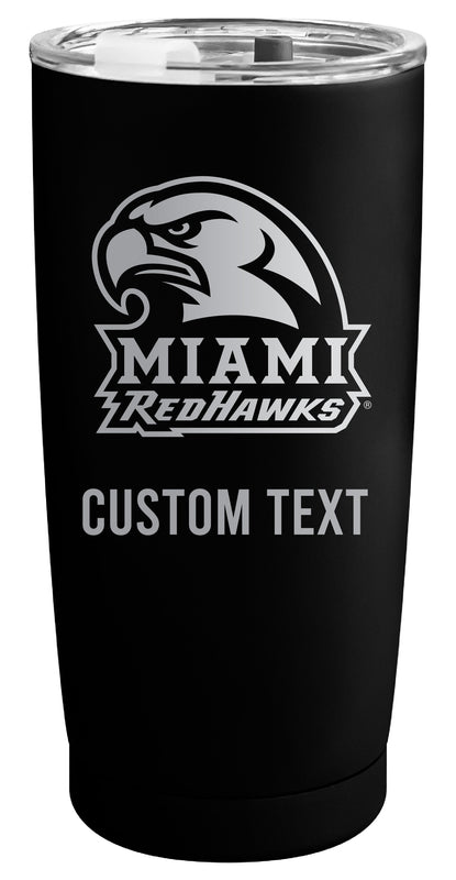 Miami University of Ohio Customizable Officially Licensed 16 oz Engraved Insulated Stainless Steel Tumbler Black