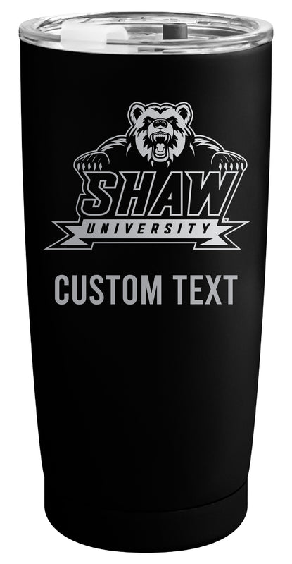 Shaw University Bears Customizable Officially Licensed 16 oz Engraved Insulated Stainless Steel Tumbler Black