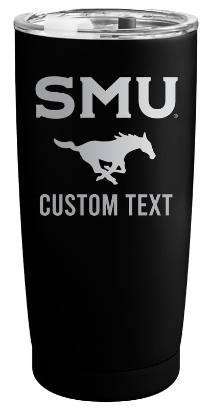 Southern Methodist University Customizable Officially Licensed 16 oz Engraved Insulated Stainless Steel Tumbler Black