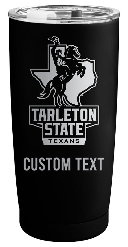 Tarleton State University Customizable Officially Licensed 16 oz Engraved Insulated Stainless Steel Tumbler Black