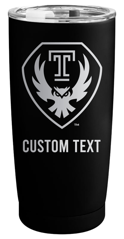 Temple University Customizable Officially Licensed 16 oz Engraved Insulated Stainless Steel Tumbler Black