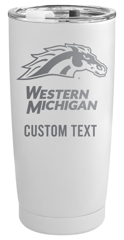 Western Michigan University Customizable Officially Licensed 16 oz Engraved Insulated Stainless Steel Tumbler White