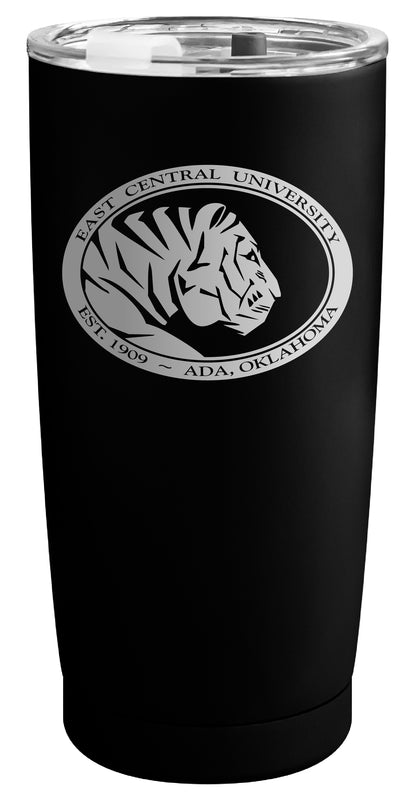 East Central University Tigers Officially Licensed 16 oz Engraved Insulated Stainless Steel Tumbler Black