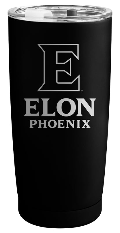 Elon University Officially Licensed 16 oz Engraved Insulated Stainless Steel Tumbler Black