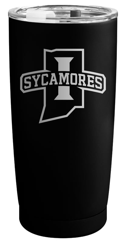 Indiana State University Officially Licensed 16 oz Engraved Insulated Stainless Steel Tumbler Black