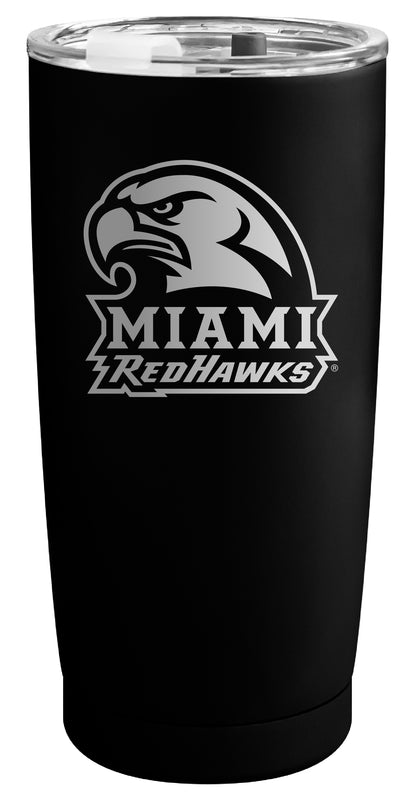 Miami University of Ohio Officially Licensed 16 oz Engraved Insulated Stainless Steel Tumbler Black