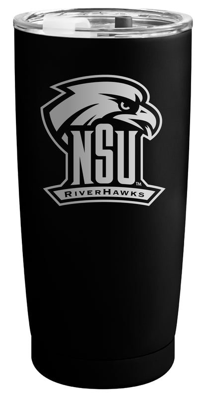 Northeastern State University Riverhawks Officially Licensed 16 oz Engraved Insulated Stainless Steel Tumbler Black