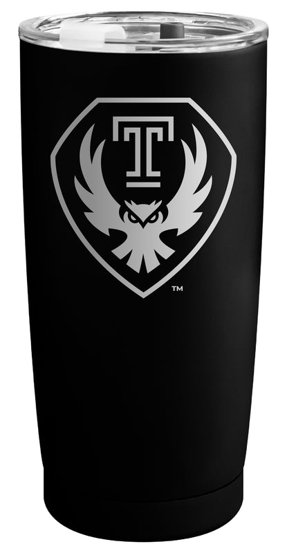 Temple University Officially Licensed 16 oz Engraved Insulated Stainless Steel Tumbler Black
