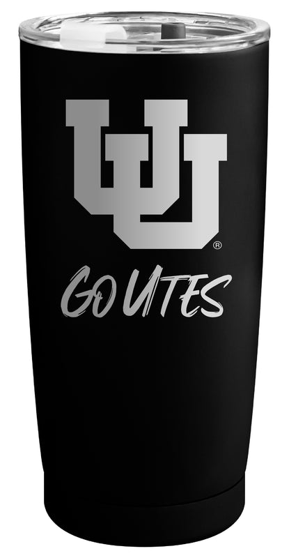 Utah Utes Officially Licensed 16 oz Engraved Insulated Stainless Steel Tumbler Black