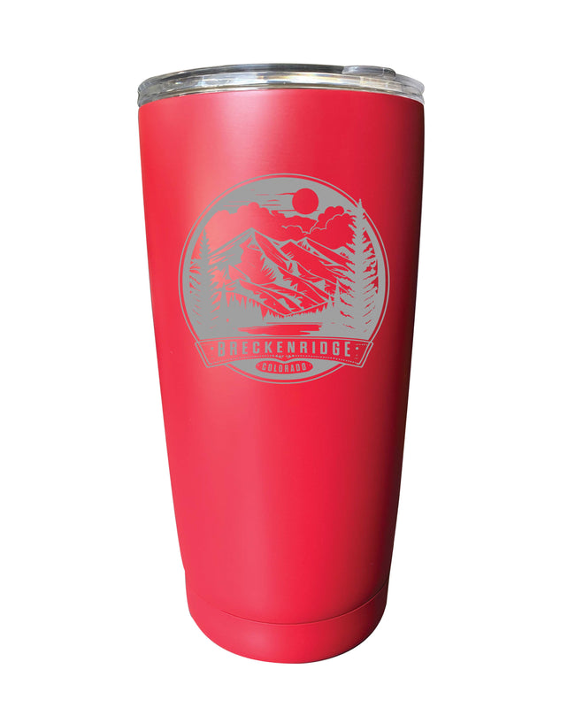 Breckenridge Colorado Souvenir 16 oz Engraved Stainless Steel Insulated Tumbler Red Single Unit
