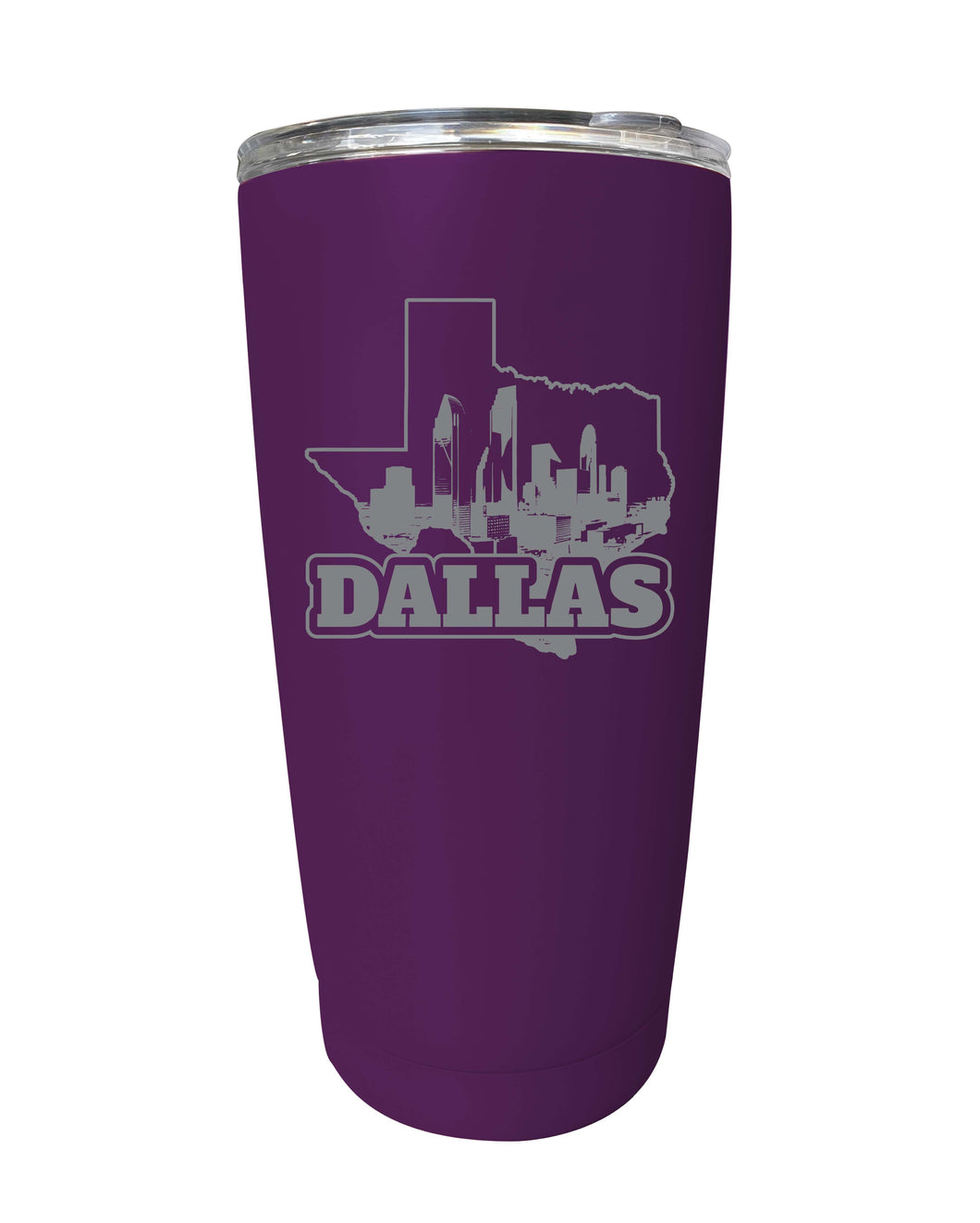 Dallas Texas Souvenir 16 oz Engraved Stainless Steel Insulated Tumbler Purple Single Unit
