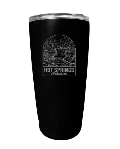 Hot Springs Arkansas Souvenir 16 oz Engraved Stainless Steel Insulated Tumbler Black 2-Pack