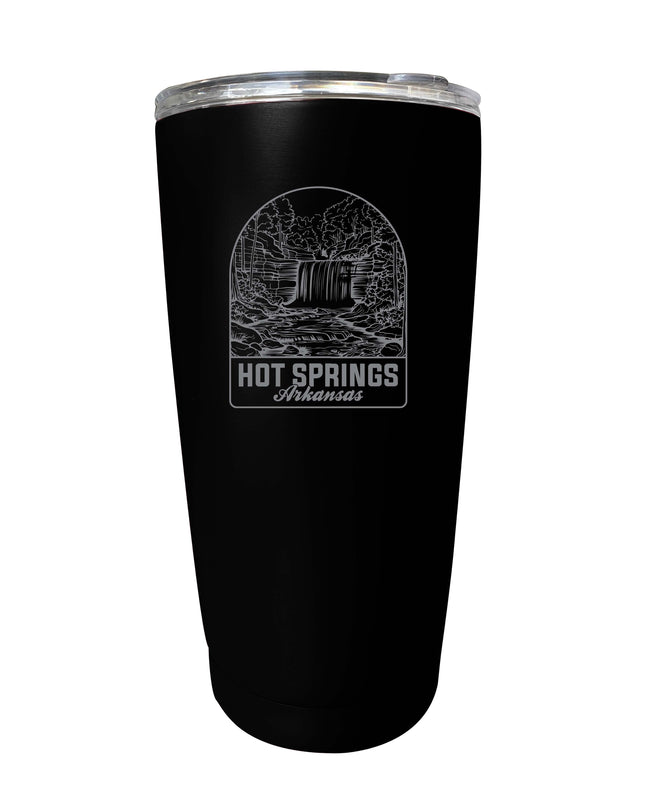 Hot Springs Arkansas Souvenir 16 oz Engraved Stainless Steel Insulated Tumbler Black 2-Pack