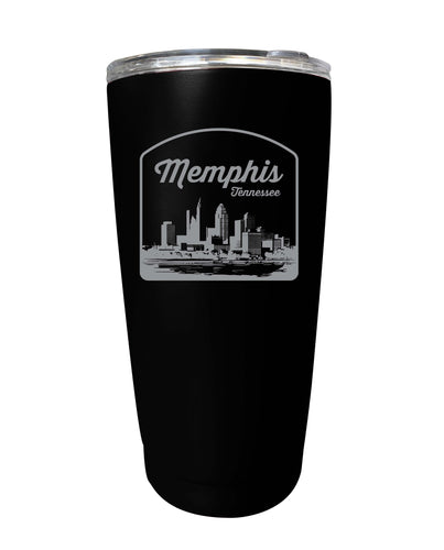 Memphis Tennessee Souvenir 16 oz Engraved Stainless Steel Insulated Tumbler Black 2-Pack