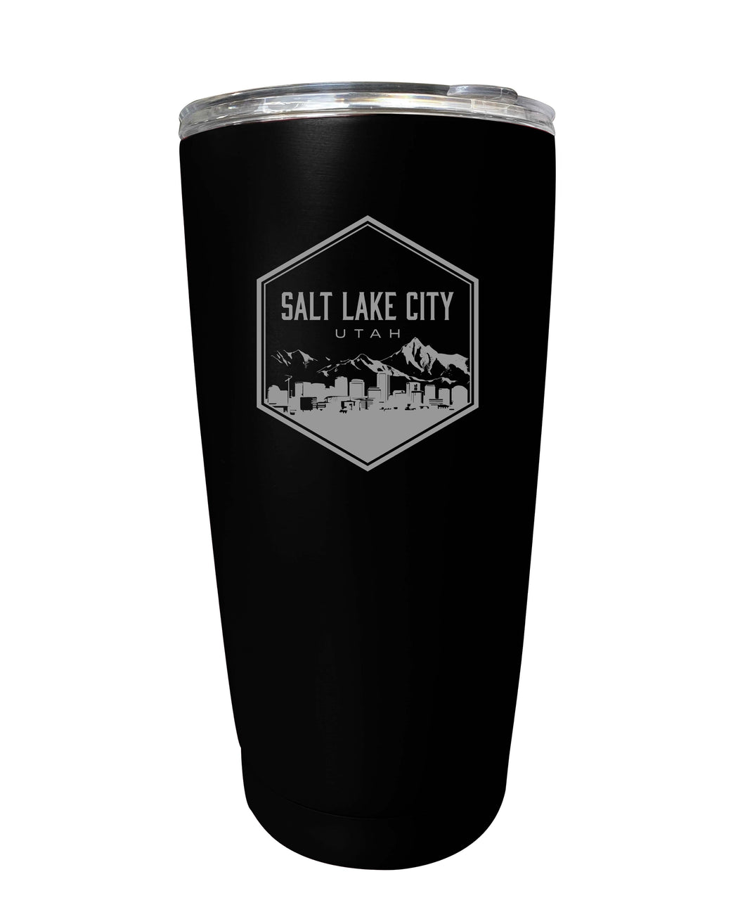 Salt Lake City Utah Souvenir 16 oz Engraved Stainless Steel Insulated Tumbler Black 2-Pack