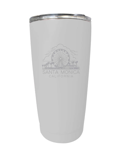 Santa Monica California Souvenir 16 oz Engraved Stainless Steel Insulated Tumbler White Single Unit