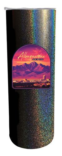 Alburqueque New Mexico Design B Souvenir 20 oz Insulated Stainless Steel Skinny Tumbler Black Glitter 2-Pack