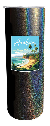 Anaheim California Design B Souvenir 20 oz Insulated Stainless Steel Skinny Tumbler Black Glitter Single