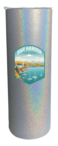 Bar Harbor Maine Design A Souvenir 20 oz Insulated Stainless Steel Skinny Tumbler Gray Glitter 2-Pack